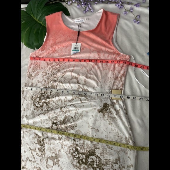 NWT Calvin Klein Ombre Python‎ Sheath Dress Porcelain Rose [PLUS 0X ] - Picture 2 of 12